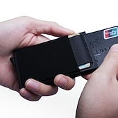 ieftine suporturi pentru carduri și cutii-Portofel de afaceri din aluminiu pentru bărbați cu sau fără buzunar pentru bani suport de carduri de identitate blocare RFID portofel metalic subțire punguță pentru monede