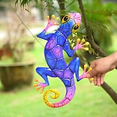 billige veggdekor i metall-1 stk gekko metall veggkunst dekor 3d gekko hengende metall vegg kunst hengende vegg dekor for innendørs utendørs hjemmekontor bad kjøkken soverom stue hage 27x43cm/10.6&#039;&#039;x16.8&#039;&#039;
