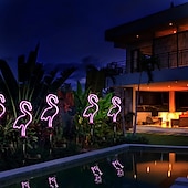 economico Illuminazione vialetto-luci solari da giardino luci esterne cactus/fenicottero luci al neon luci esterne impermeabili per la decorazione del percorso del cortile del patio del giardino