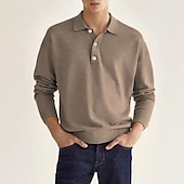 preiswerte Klassisches Poloshirt für Herren-Herren Golfhemd Strickpolo Strasse Casual Polo-Kragen Klassisch Langarm Modisch Brautkleider schlicht Feste Farbe Glatt Knopf vorne Einfach Frühling &amp; Herbst Regular Fit Schwarz Weiß Hellgrün Rosa