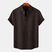 economico Casual da lavoro-Per uomo Camicia Camicia di lino Camicia in cotone e lino Camicia Estiva Camicia casual Camicia da Spiaggia Semplice Vacanza Casuale Nero Rosa Verde scuro Viola chiaro Manica Corta Bavero Estate