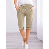 economico Pantaloncini in lino di cotone-Per donna Pantaloncini ispirati al lino Shorts Pantaloni Eleganti Attivo Semplice Casual Lunghezza al ginocchio Vita Alta Semplice Tasca Coulisse Elastico in vita Traspirabilità Morbido Confortevole