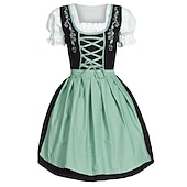 economico Set Dirndl-Oktoberfest Abiti tradizionali Blusa Dirndl Mini carico Bavarese Cameriera Bavarese Tedesco Prati Per donna Panno in stile tradizionale (50 cm)