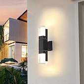 preiswerte Außenwandleuchten-LED-Sensor-Wandleuchte, Wandleuchte für den Außenbereich, Wandleuchten aus schwarzem Metall, Up-Down-Wandleuchten, Wandlaterne aus Aluminium, wasserdichte IP65-Scheinwerfer, Nachtlampen für Veranda, Terrasse, Garten, 85–265 V