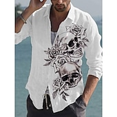 economico Stampa animal-Per uomo Farfalla Piume Camicia Camicia con bottoni Manica lunga Di tendenza Streetwear Originale Esterno Informale Giornaliero Autunno inverno Collo ripiegabile Stampa Bottone giù Rosso / Bianco