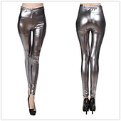cheap Bottoms-1980s High Waisted Shiny Latex Patent Leggings PU Leather Pencil Pants Disco Women&#039;s Carnival Masquerade Party Bachelorette Party Pride Parade Adults&#039; Pants
