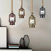 cheap Island Lights-1pc Retro Hemp Rope Chandelier - Old Fashioned Lantern Pendant Light - Oil Rub Bronze Kitchen Island Hanging Light (Bulb Not Included)