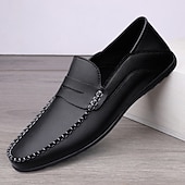 cheap Casual-Men&#039;s White Faux Leather Loafers – Casual Slip-On Driving Shoes for Business &amp; Summer Wear
