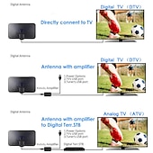 abordables Cajas de TV-Antena de tv digital 8k 4k para receptor de tv global amplificador de señal dvb t2 para smart tv rv antena de coche al aire libre canal libre