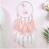 cheap Dreamcatcher-Butterfly Dream Catcher Handmade Gift Feather Hook Flower Wind Chime with One Circle Ornament Wall Hanging Decor Art Boho Style 16x65cm/6.2&#039;&#039;x25.5&#039;&#039;