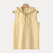voordelige Sportschool tanktops-Voor heren Singlet Vest Top Onderhemd Mouwloos shirt Mouwloos Capuchon Zomer Effen Modieus Ontwerper Spier Buiten Uitgaan Sportschool Zwart Wit Geel Top T-shirt voor mannen