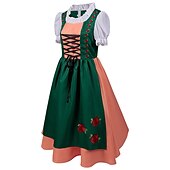 ieftine Dirndl-Oktoberfest Dirndl Trachtenkleader Oktoberfest / Bere bavareză bavareză Wiesn Stil tradițional Pajiști Pentru femei Pânză în stil tradițional Rochie Șorț