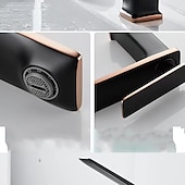 abordables Classiques-mitigeur lavabo mitigeur lavabo sur gorge, monobloc mitigeur céramique mitigeur lavabo avec flexible eau froide et eau chaude noir doré blanc chrome