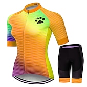 abordables Ensembles de vêtements pour femmes-Femme Maillot et Cuissard Velo Cyclisme Manche Courte VTT Vélo tout terrain Vélo Route Rose Rouge Bleu Graphic Chat Dégradé Vélo Séchage rapide Evacuation de l&#039;humidité Spandex Des sports Graphic