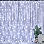 abordables Proyector de la lámpara  y proyector láser-Cortina de luces de hadas, cadena de luces, 8 modos con control remoto, luces decorativas para fiestas de Navidad, bodas, alimentadas por USB