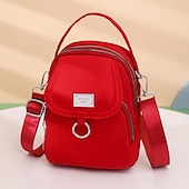 preiswerte Handtaschen und Tragetaschen-Schwarze Umhängetasche aus Nylon für Damen mit silberfarbenen Beschlägen und verstellbarem Riemen – leichte und praktische kleine Schultertasche für Reisen und den täglichen Gebrauch