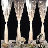abordables Proyector de la lámpara  y proyector láser-Cortina de luces de hadas, cadena de luces, 8 modos con control remoto, luces decorativas para fiestas de Navidad, bodas, alimentadas por USB