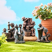 Недорогие садовые скульптуры и статуи-садовая статуя фонтана флуоресцентный свет ночью детская прихоть античная бронзовая скульптура фонтана ландшафтный дизайн украшение для сада газон патио балкон художественный декор