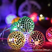 お買い得  電池式-ディスコボールミラー LED パーティーライトストリングクリスマスランタン休日の壁窓木の装飾屋内屋外パティオパーティー庭庭子供寝室リビング 1.5 メートル/3 メートル 10led/20led