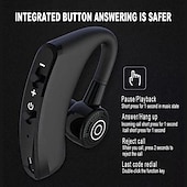 お買い得  ワイヤレスヘッドホン-1PC ワイヤレスBluetoothビジネスヘッドフォン マイク付き ボイスコントロール ハンズフリーイヤフォン ステレオノイズキャンセリング イヤーフックBluetoothヘッドセット スマートフォン用