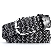 billige Belter til herrer-unisex flettede belter moteriktig enkel strikket spenne belte svart hvit lerret legering vanlig utendørs sport ideell gave