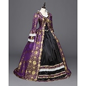 baratos Vestidos-Vintage Rococó Renascentista Maxi Vestidos Julieta Cinderela Flor Princesa Decote Quadrado Normal Todos Real Dia Das Bruxas Carnaval Baile de Máscaras Espetáculo Festa dia das Bruxas Adulto Todas as