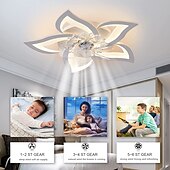 cheap Ceiling Fan Lights-LED Ceiling Fans Dimmable with Remote Contral Flower Design 25.7&quot; 5-Heads Flush Mount Ceiling Lamp Acrylic Lampshade Chandelier Bedroom Living Room