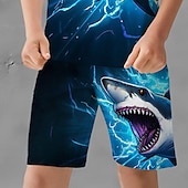 ieftine Animale 3D pentru băieți-Băieți 3D Grafic Animal Rechin Tricou și Pantaloni scurți Set tricouri Set de îmbrăcăminte Manșon scurt Imprimeuri 3D Vară Primăvară Activ Sport Modă Poliester Copii 3-13 ani În aer liber Strad