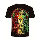 economico Magliette con stampa animale-Per uomo Pop art Animali Leone maglietta Manica corta maglietta Stampa 3D Girocollo Camicia Vintage Di tendenza Originale Esterno Giornaliero Sport Nero Nero rosso Blu Primavera estate Abbigliamento