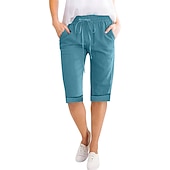 economico Pantaloncini in lino di cotone-Per donna Pantaloncini ispirati al lino Shorts Pantaloni Eleganti Attivo Semplice Casual Lunghezza al ginocchio Vita Alta Semplice Tasca Coulisse Elastico in vita Traspirabilità Morbido Confortevole