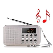 رخيصةأون مشغل MP3-مكبر صوت وسائط راديو رقمي محمول am fm مشغل موسيقى mp3 يدعم بطاقة tf / قرص USB مع شاشة عرض LED ووظيفة مصباح يدوي في حالات الطوارئ