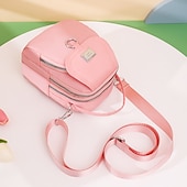 preiswerte Handtaschen und Tragetaschen-Schwarze Umhängetasche aus Nylon für Damen mit silberfarbenen Beschlägen und verstellbarem Riemen – leichte und praktische kleine Schultertasche für Reisen und den täglichen Gebrauch