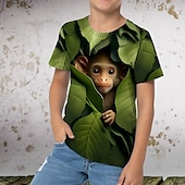 tanie 3D zwierzęta dla chłopca-Dla chłopców 3D Graficzny Zwierzę Kreskówki Podkoszulek T-shirt Krótki rękaw Druk 3D Lato Wiosna Aktywny Sport Moda Dzieci 3-12 lat Na zewnątrz Codzienny Regularny