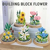 baratos Brinquedos de Montar-Blocos de construção para presentes do dia das mulheres, crie lindos buquês de flores com este kit de construção de flores de 1 peça - perfeito para adultos&amp;amp; crianças! presentes de dia das mães