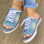 economico Sandali Comodi-sandali da donna in denim con punta aperta e lacci - sandali estivi casual da indossare tutti i giorni