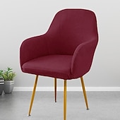 voordelige Fauteuil deksel en armloze stoelhoes-keukenstoelhoes effen kleur garengeverfde polyester kussenovertrekken