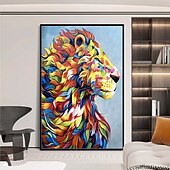رخيصةأون رسومات حيوانات-مينتورا اليدوية الملونة أسد لوحات زيتية على قماش جدار الفن الديكور الحديثة مجردة aniaml صورة للديكور المنزل توالت لوحة بدون إطار فرملس