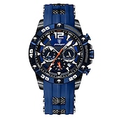 voordelige Quartz-horloges-POEDAGAR Luxe Mannen Polshorloge Sport Chronograaf Silicone Strap Mannen Horloges Waterdicht Luminieuze Datum Heren Quartz Horloge