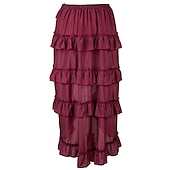 abordables Médiéval-Rétro Vintage Punk et gothique Victoriens Jupe Costume de Cosplay Jupe longue Pirate Femme Cordon Ourlet Asymétrique Couleur unie Halloween Carnaval Carnaval Quotidien Mascarade Adulte Jupe Printemps