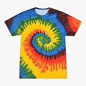 billige Retro grafikk-Disk Tie Dye T-skjorte Animé 3D Graphic Til Par Herre Dame Voksne Maskerade 3D-utskrift Fritid / hverdag