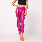 cheap Bottoms-1980s High Waisted Shiny Latex Patent Leggings PU Leather Pencil Pants Disco Women&#039;s Carnival Masquerade Party Bachelorette Party Pride Parade Adults&#039; Pants