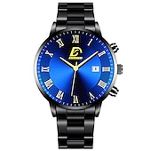 cheap Quartz Watches-Fashion Mens Watches Luxury Calendar Date Quartz Clock Big Dial Men Business Stainless Steel Mesh Belt Watch Relojes Masculino