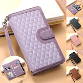 halpa Samsung-kotelot-ylellinen ruudullinen vetoketjullinen lompakko nahkakotelo korttipaikka teline puhelimen kannen kaulanauhalla iphonelle 14 13 12 11 pro xs max xr x 8 7 plus se samsung galaxy s23 s22 s21 s20 ultra s10