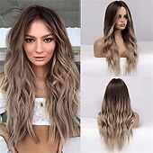 economico Parrucche trendy sintetiche-barbiecore parrucche da film parrucca bionda ombre parrucca ondulata lunga per le donne parrucche ondulate della parte centrale parrucche sintetiche resistenti al calore