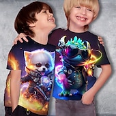 cheap Boy&#039;s 3D Animals-Boys 3D Cartoon Dinosaur T shirt Tee Short Sleeve 3D Print Summer Spring Active Sports Fashion Kids 3-12 Years Outdoor Casual Daily Regular Fit