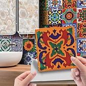 economico Adesivi per piastrelle-24pcs piastrelle stile mandala ticker adesivi murali adesivi per piastrelle a mosaico adesivi murali retrò impermeabili e rimovibili