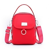 preiswerte Handtaschen und Tragetaschen-Schwarze Umhängetasche aus Nylon für Damen mit silberfarbenen Beschlägen und verstellbarem Riemen – leichte und praktische kleine Schultertasche für Reisen und den täglichen Gebrauch