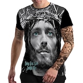 tanie Koszulki z wiarą-Męskie Graficzny Wiara Podkoszulek Krótki rękaw Podkoszulek Druk 3D Półgolf Koszula Zabytkowe Moda Designerskie Na zewnątrz Codzienny Sport czarny / biały Czarny Biały + Czarny Wiosna i lato Odzież S