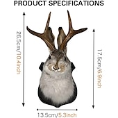 cheap Wall Sculptures-Jackalope Rabbit Wall Decor The Latest Legend of Antlers,Fake Rabbit Resin Art Wall Mount, Simulation Head Specimen Ornament