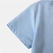 economico Casual da lavoro-Per uomo Camicia Camicia di lino Camicia in cotone e lino Camicia Estiva Camicia casual Camicia da Spiaggia Semplice Vacanza Casuale Nero Rosa Verde scuro Viola chiaro Manica Corta Bavero Estate